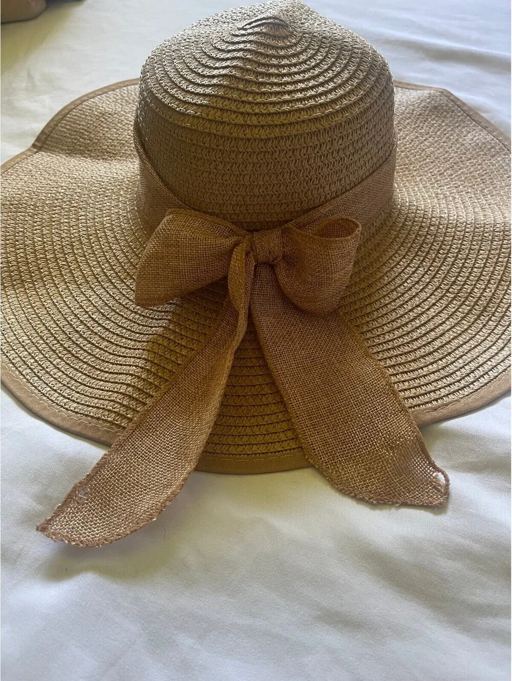 Wide Brim Straw Sun Hat with Bow Accent-Perfect for the Beach or Pool
